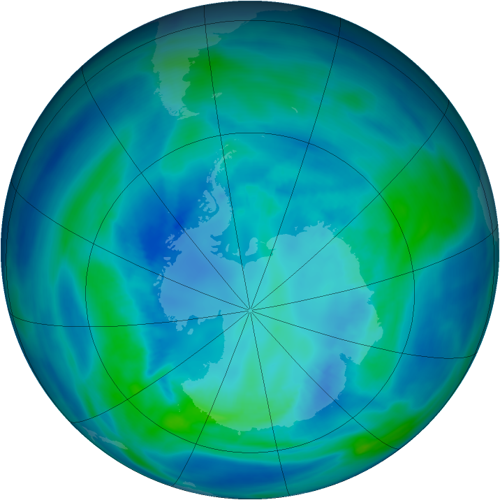 Antarctic ozone map for 11 April 2007